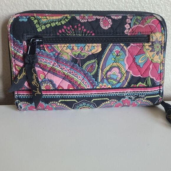 vera bradley turnlock wallet signature cotton paisley pattern 8" X 5" - Picture 2 of 5